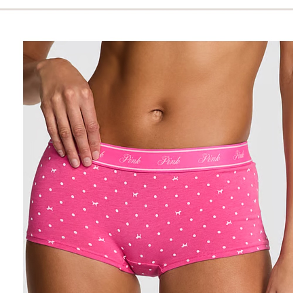 PINK Victoria's Secret Pink and White Dotted BOYSHORTS